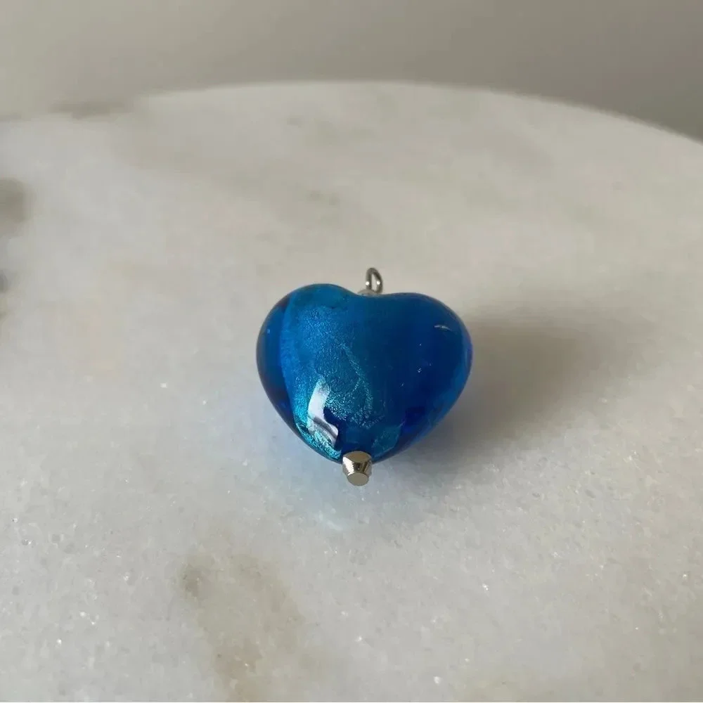 Blue Murano glass  heart‎ shaped pendant - Picture 7 of 7
